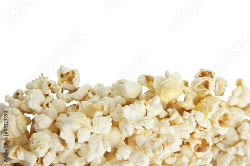 A bunch of popcorn on a white isolated background