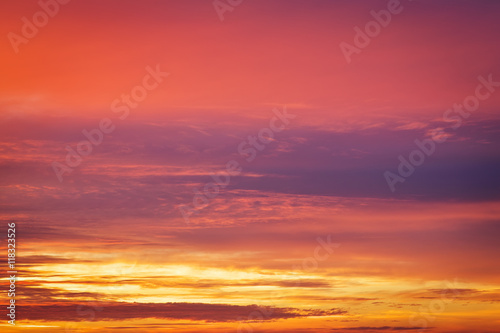 Beautiful fiery colorful sunset sky. © es0lex