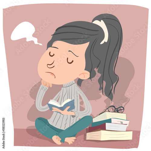 bored girl reading.