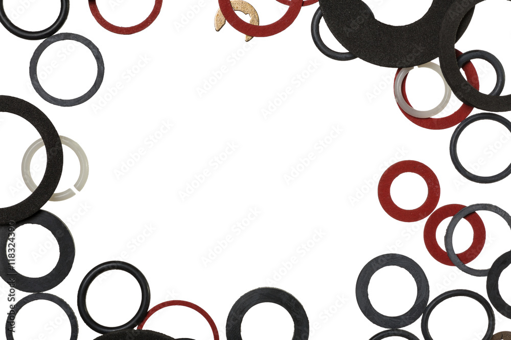 Background of the sealing rings and gaskets with copy space