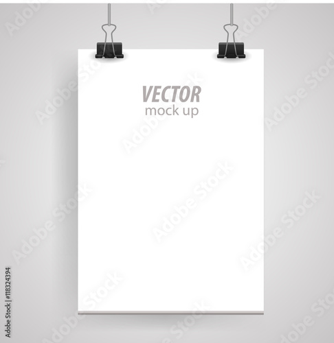 Poster clothespins on a white sheet for your design