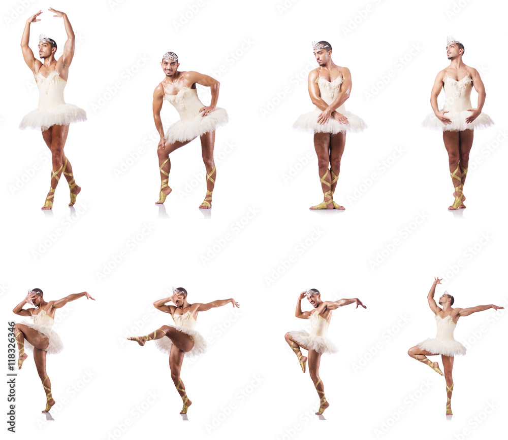 Man in ballet tutu isolated on white Man in ballet tutu isolated on white