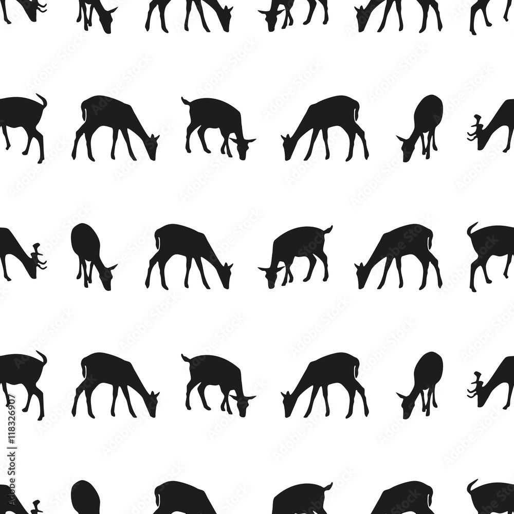 feeding fallow deer silhouette of animal seamless pattern eps10 Stock  Vector