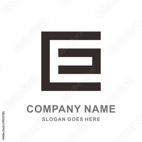 Monogram Letter E Geometric Square Negative Space Vector Logo Design Template