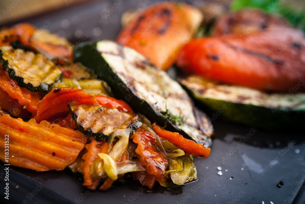 Grilled vegetables, baked in coal oven