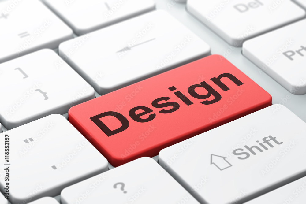 Marketing concept: Design on computer keyboard background Marketing concept: Design on computer keyboard background