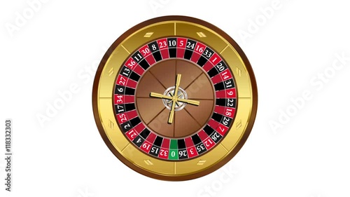 European style roulette wheel spinning on white background video
