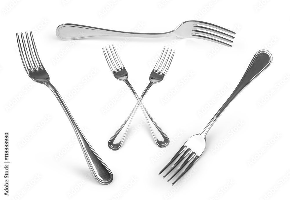 collection fork Stainless steel isolated over the white backgrou collection fork Stainless steel isolated over the white backgrou