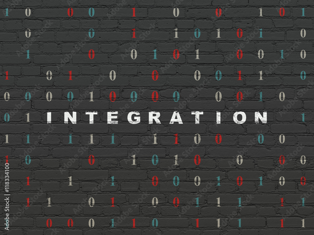 Business concept: Integration on wall background Business concept: Integration on wall background