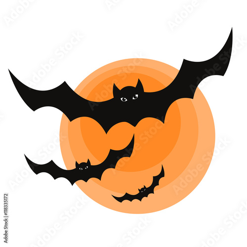 Halloween bats and moon