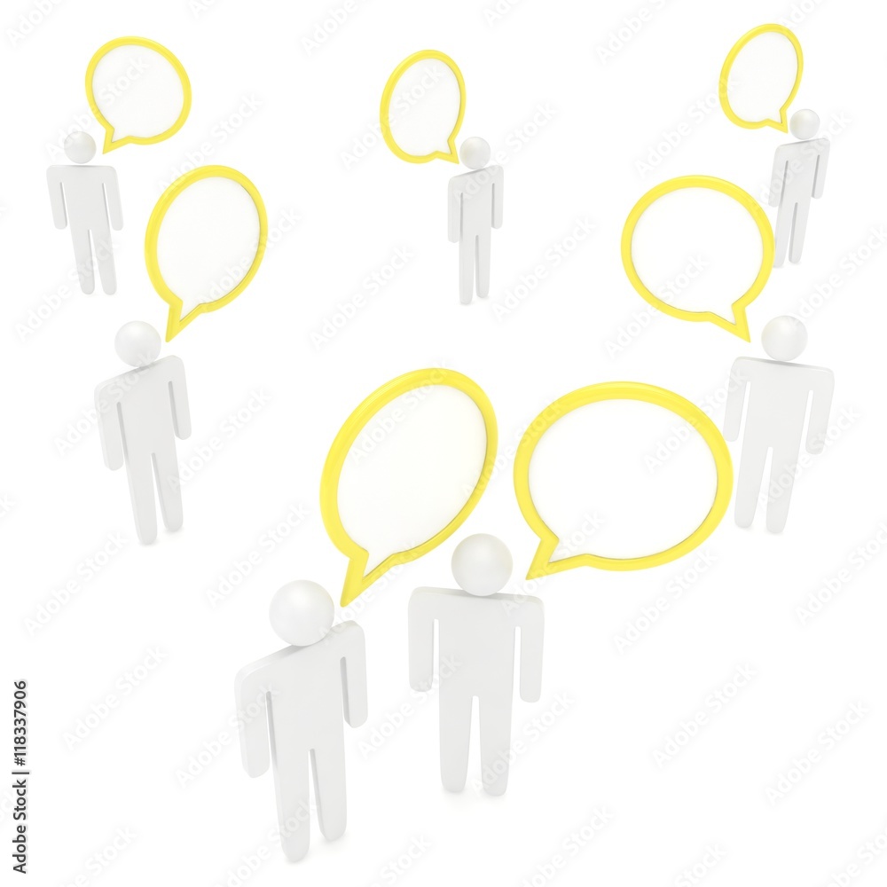 people with talk bubbles isolated over a white background. 3d rendering. people with talk bubbles isolated over a white background. 3d rendering.