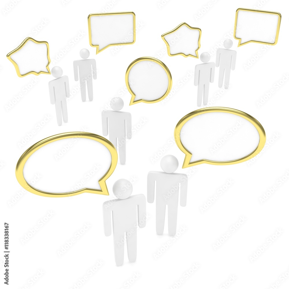 people with talk bubbles isolated over a white background. 3d rendering. people with talk bubbles isolated over a white background. 3d rendering.