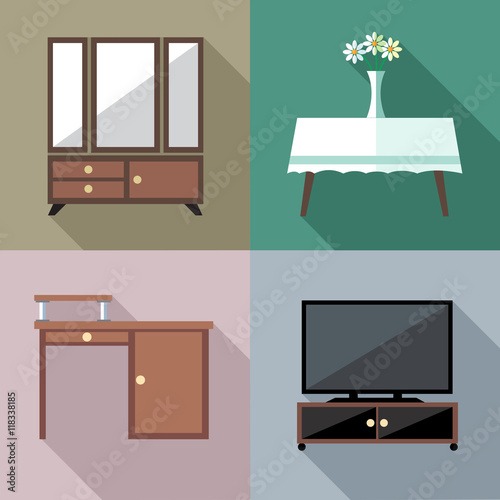 Furniture set, in outlines. Digital vector image