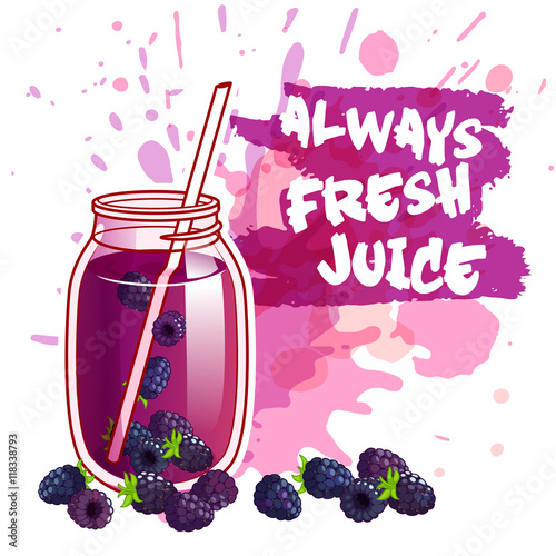 Cocktail jar with berry juice.