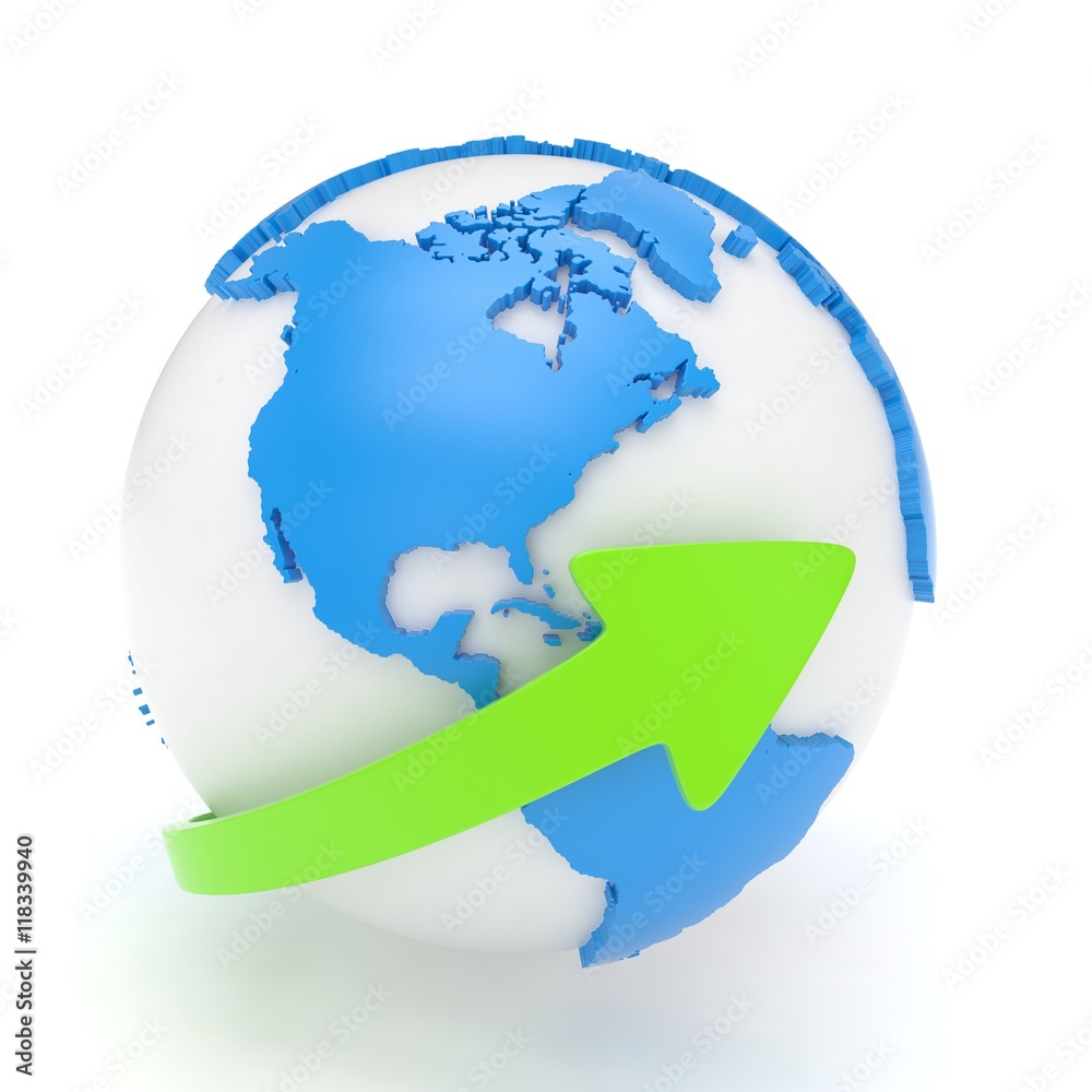 Naklejka premium Arrow and Earth globe. 3d render