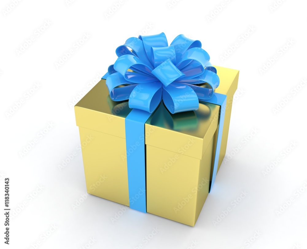 Obraz premium gift box with bows isolated on white. 3d rendering.