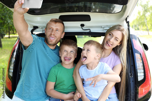 Beautiful family taking selfie