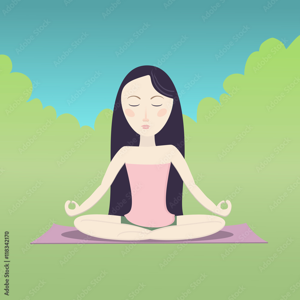 Girl sitting in the lotus pose and meditating. Girl sitting in the lotus pose and meditating.