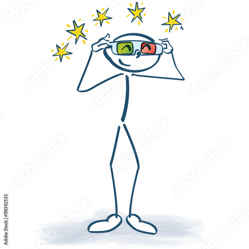 Strichmännchen mit 3D-Brille