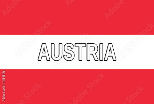 Illustration of the flag of Austria with the country written on the flag