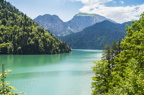 Alpine lake Ritsa in Abkhazia photo