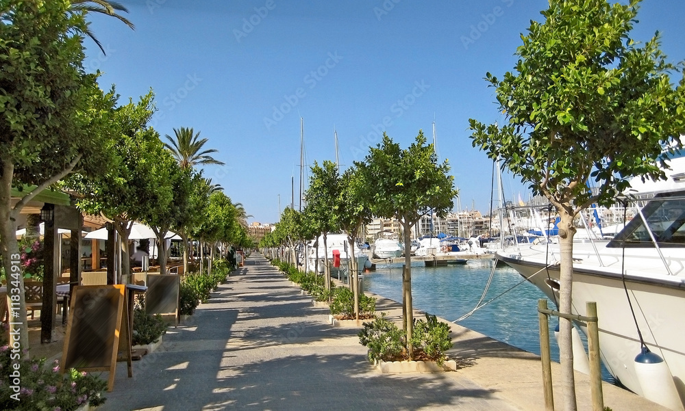 Alcudia port promenade panorama, Majorca