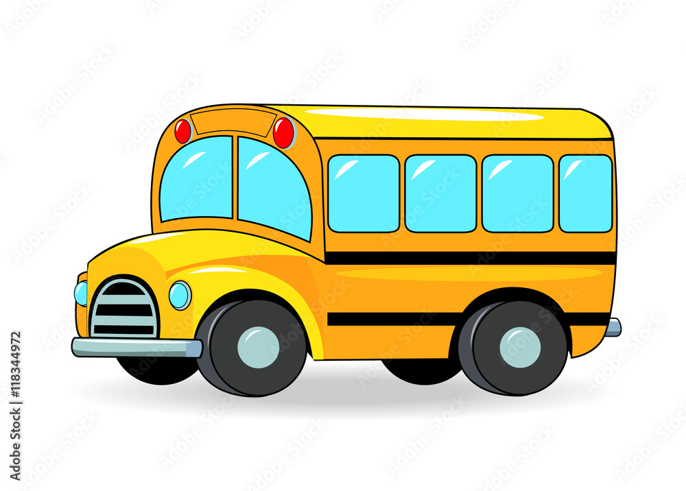 School bus.School bus cartoon of yellow color on a white background. 