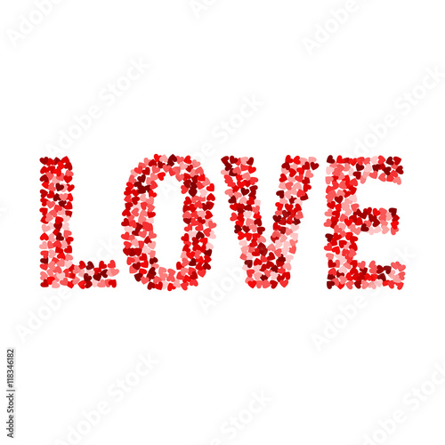 Love. Valentines day card. Vector illustration with colorful hearts. Abstract illustration for print or banner.