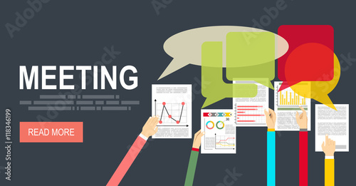 Meeting concept illustration. flat design. Discussion concept illustration. Brainstorming concept.