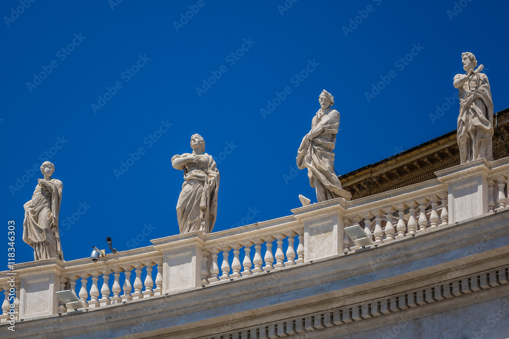 Fragment of colonnade of St. Peter's Basilica in Vatican City.