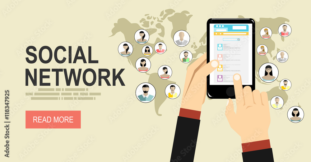 Social Network Vector Concept. Flat Design Illustration for Web Sites Infographic Design. Communication Systems and Technologies. Social Network Vector Concept. Flat Design Illustration for Web Sites Infographic Design. Communication Systems and Technologies.