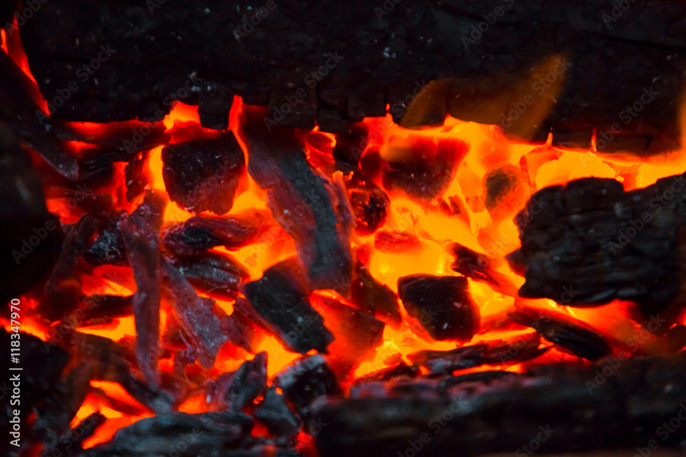 Beautiful burning fire flame background and coals Beautiful burning fire flame background and coals