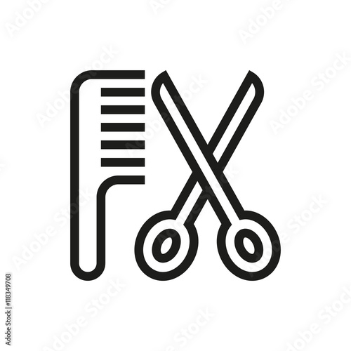 hair salon with scissors and comb icon