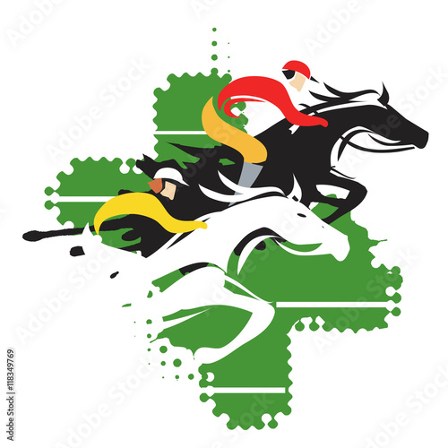 Horse racing.
Illustration of Horse Racing at Full Speed. Vector available.
