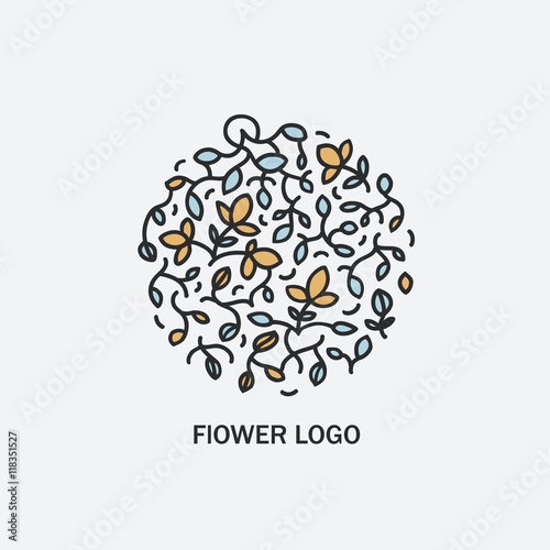 Vector circle with flowers and leaves.