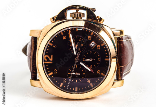 Men's mechanical watch on white background