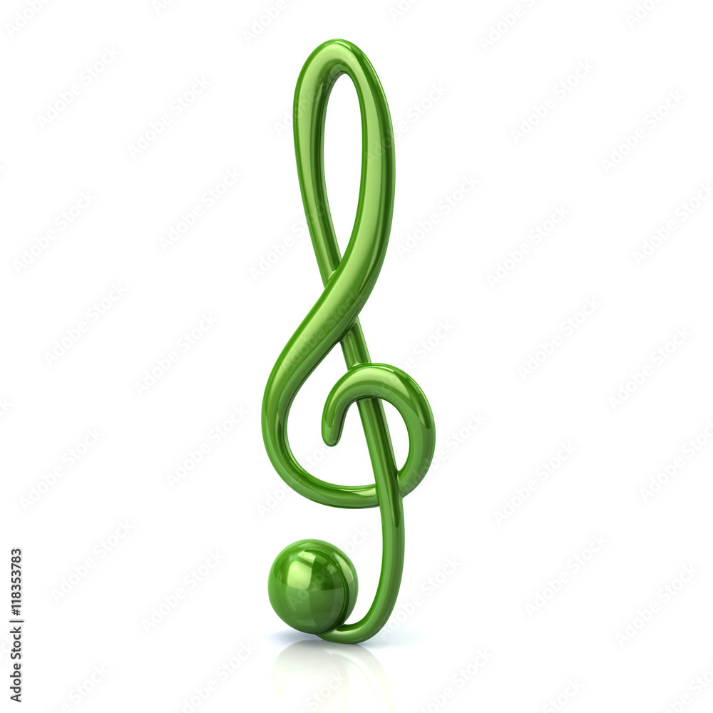 3d illustration of green music treble clef 3d illustration of green music treble clef