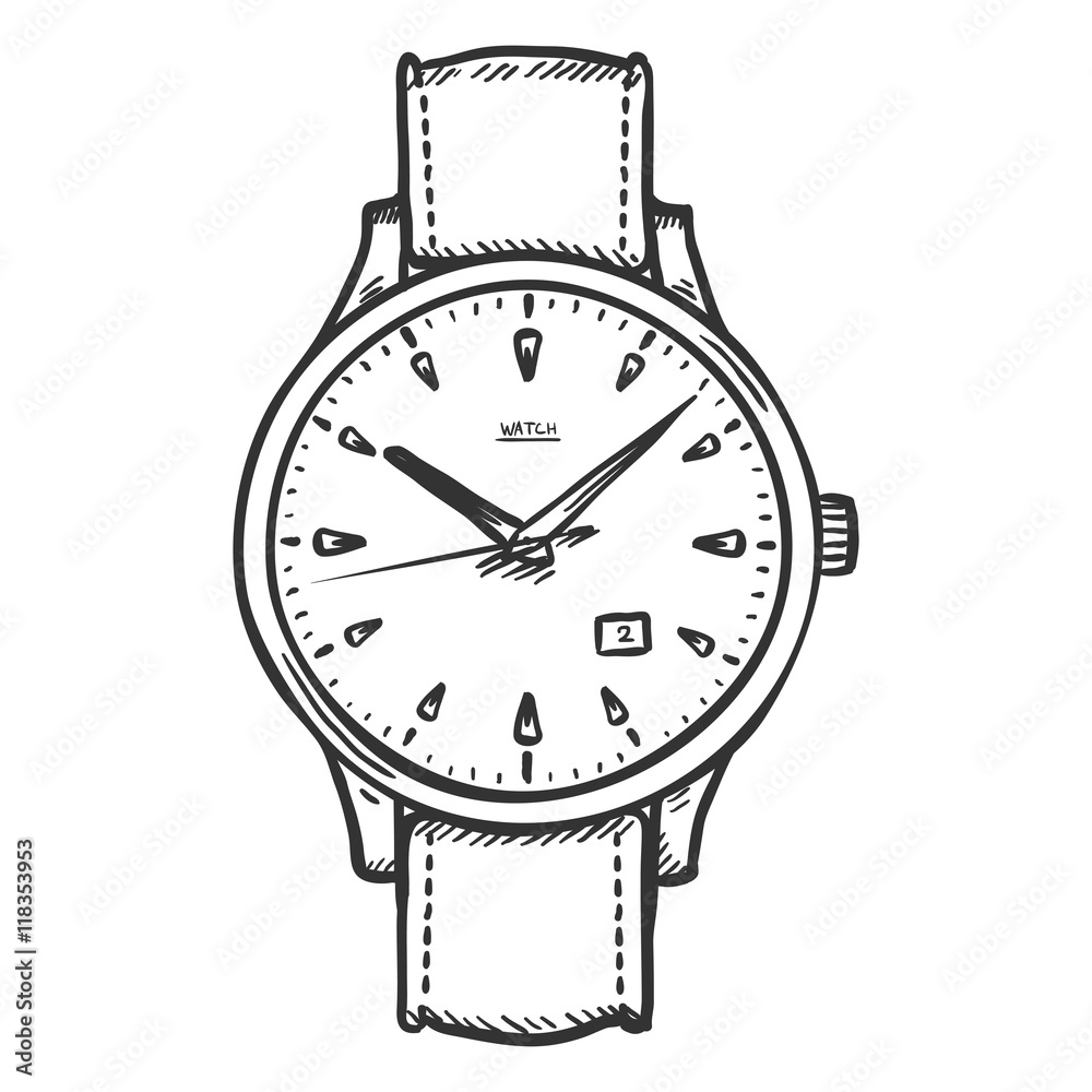 Vector Sketch Retro Wrist Watch Vector Sketch Retro Wrist Watch