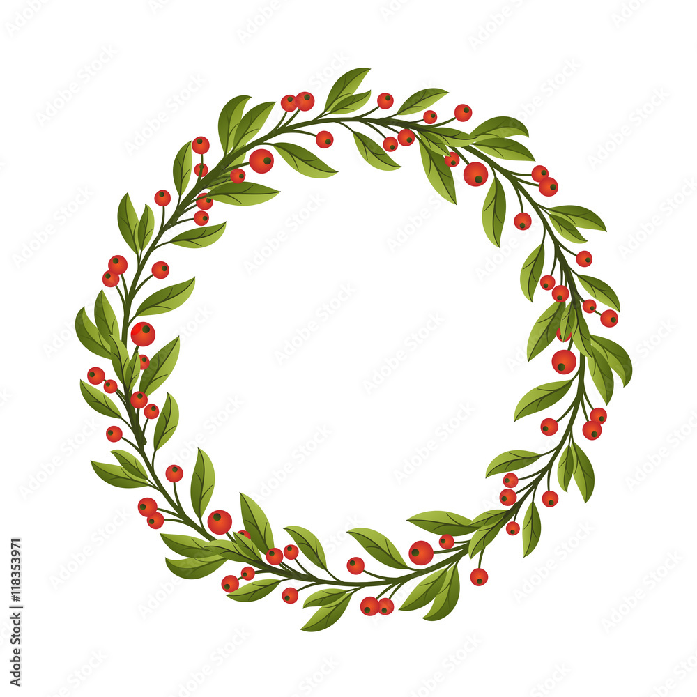 Berries and leaves frame or wreath design template Berries and leaves frame or wreath design template