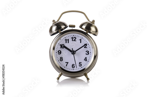 Alarm clock in time concept isolated on white