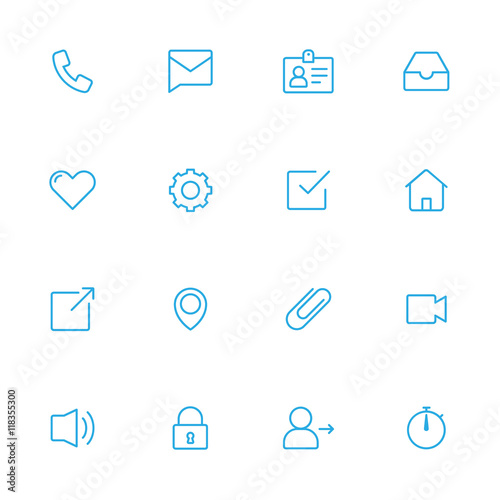Web blue line icons