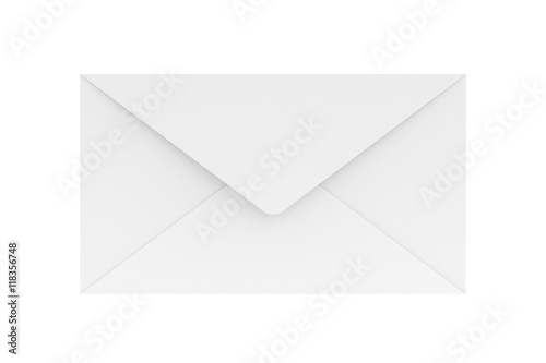 Blank Envelope Isolated on White, 3D Rendering