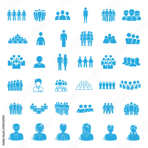 People Icons Set - Isolated On White Background. Vector Illustration, Graphic Design. For Web, Websites, Print. Business Concept
