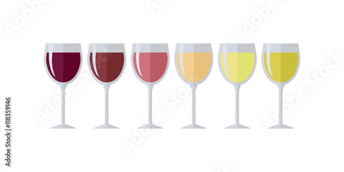 Glasses with Different Types of Elite Wine. photo