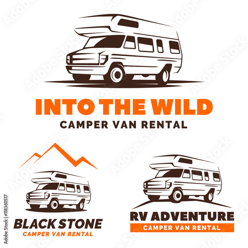 Camper van logo, emblems and badges.