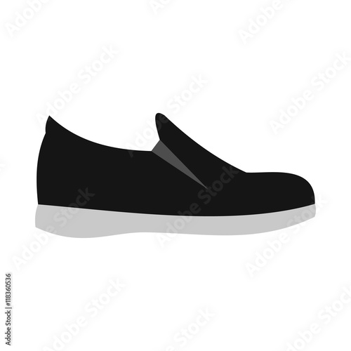 Black shoe with white sole icon in flat style on a white background