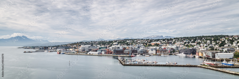 Skyline of the center of Tromso in Norway