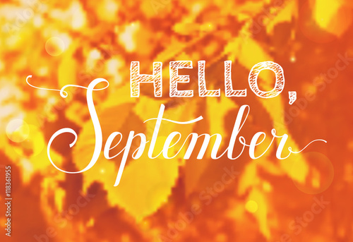 Hello, September. Vector background.