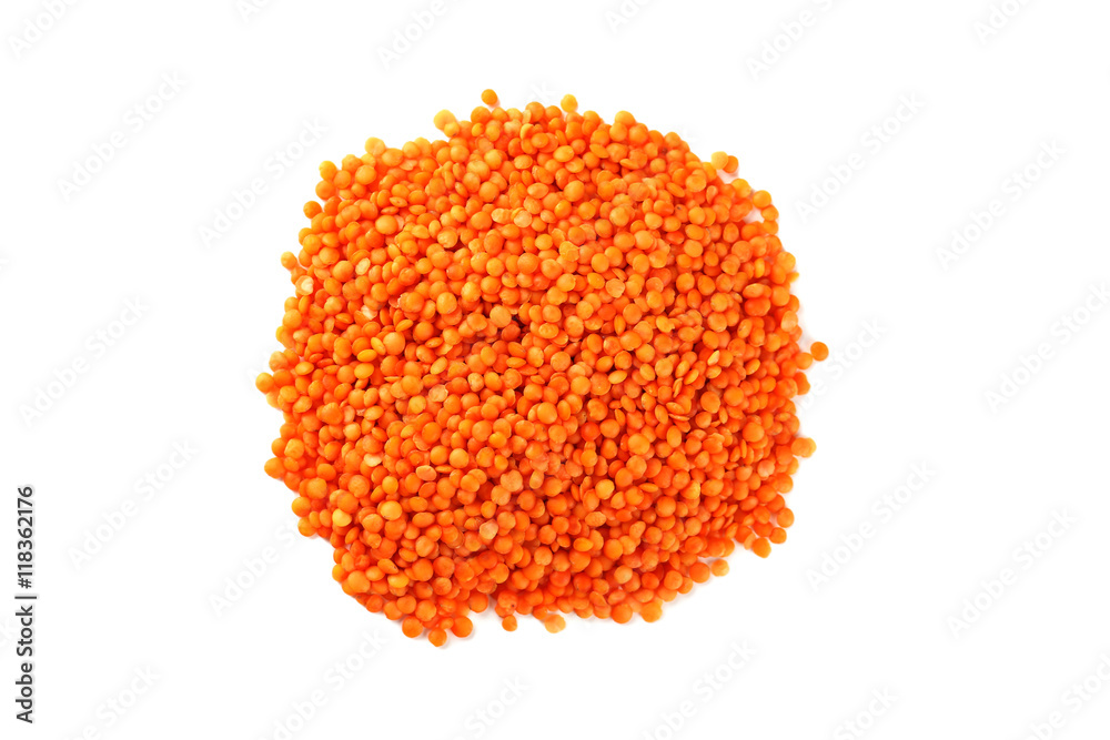 Red lentils isolated on a white Red lentils isolated on a white