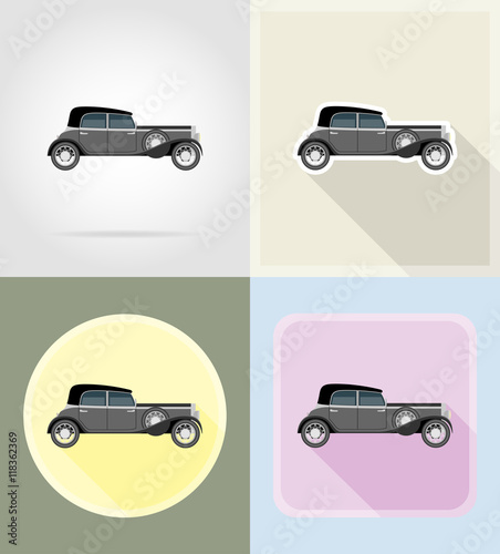 old retro car flat icons vector illustration